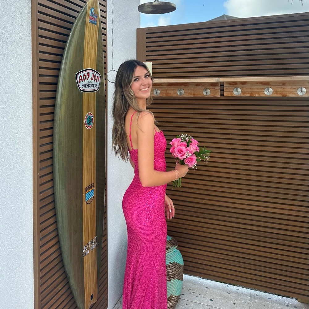 Pink sparkled prom dress